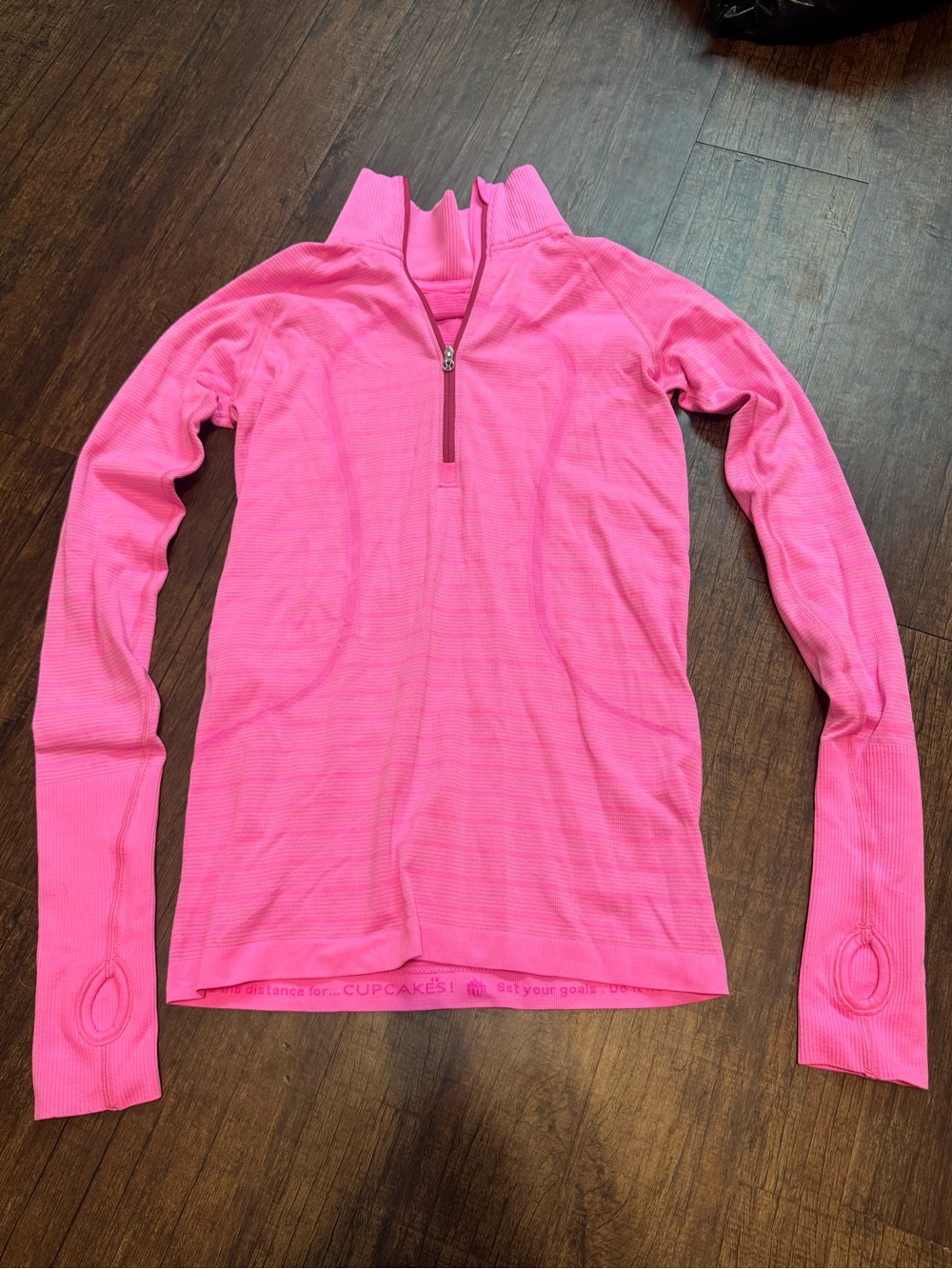 lululemon athletica Hot Pink Striped Half-Zip Performance Top